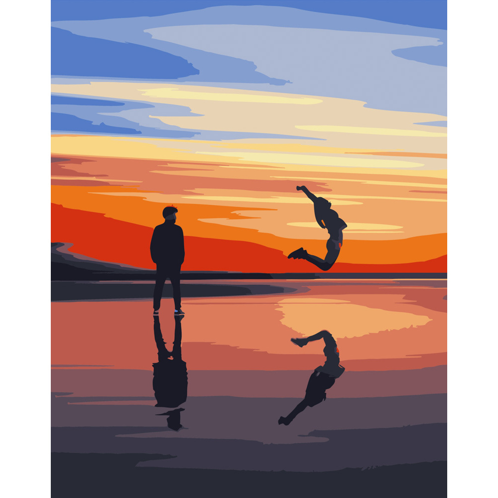 Фото, Відеоогляди картина за номерами strateg преміум стрибок до заходу сонця розміром 40х50 см (dy063)