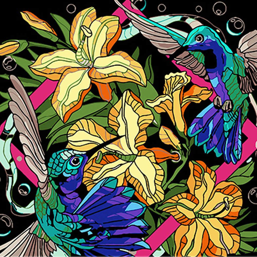 Фото, Видеообзоры картина за номерами strateg преміум колібрі в яскравих тонах на чорному фоні розміром 40х40 см (av4040-68)