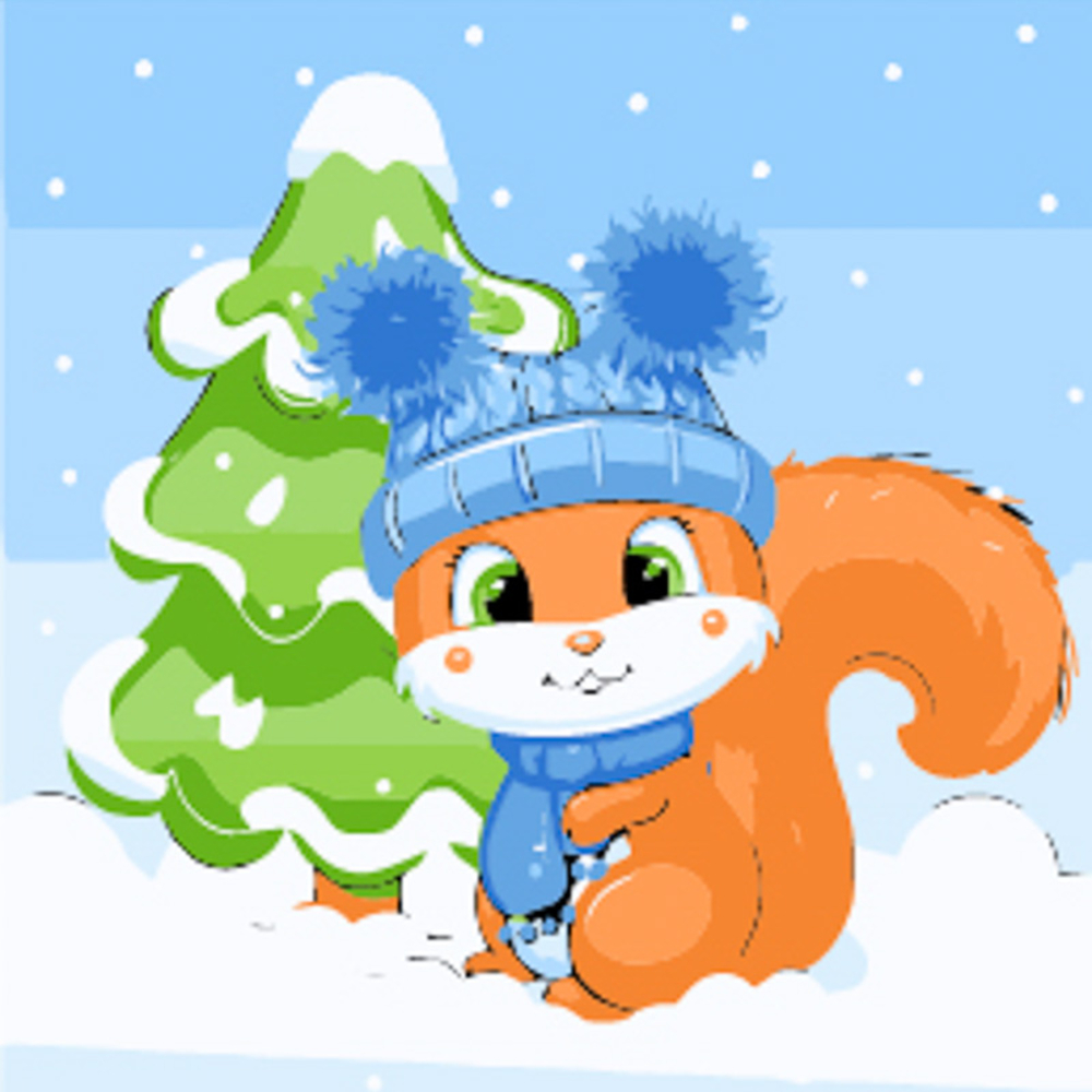 Фото, Видеообзоры картина за номерами strateg преміум білочка з ялинкою розміром 30х30 см (es231)