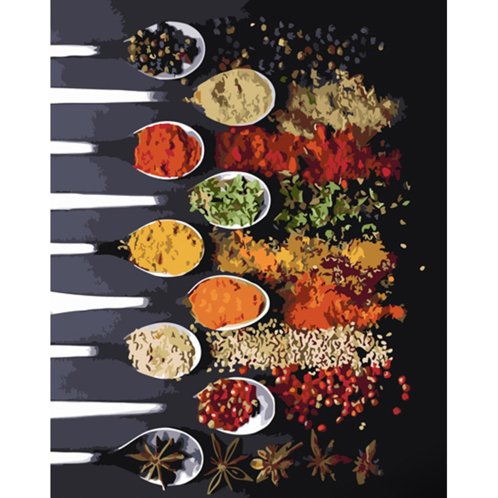 Фото, Відеоогляди картина за номерами strateg преміум яскраві спеції розміром 40х50 см (gs1276)