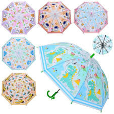 Парасолька дитяча МК5233-2 (60шт) довж 65,5см, д 84см, свисток, клійонка, 6 видів