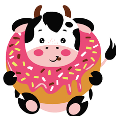 Картина за номерами Strateg Корова з пончиком розміром 20х20 см (HH7101)