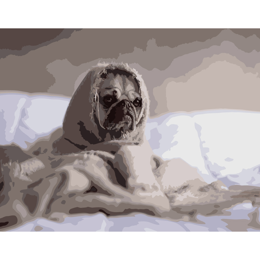 Фото, Відеоогляди картина за номерами strateg преміум закутаний мопсик розміром 40х50 см (dy078)