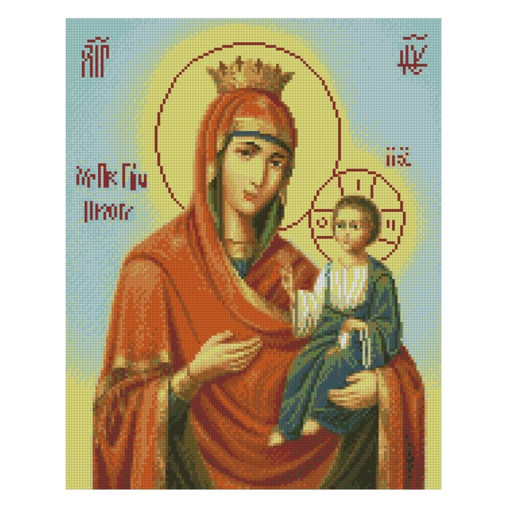 Фото, Видеообзоры алмазна мозаїка strateg преміум іверська ікона 40х50 см fa40819