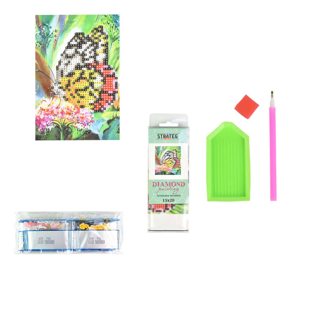 Фото, Видеообзоры алмазна мозаїка strateg преміум метелик без підрамника розміром 10х15 см (yab28689)
