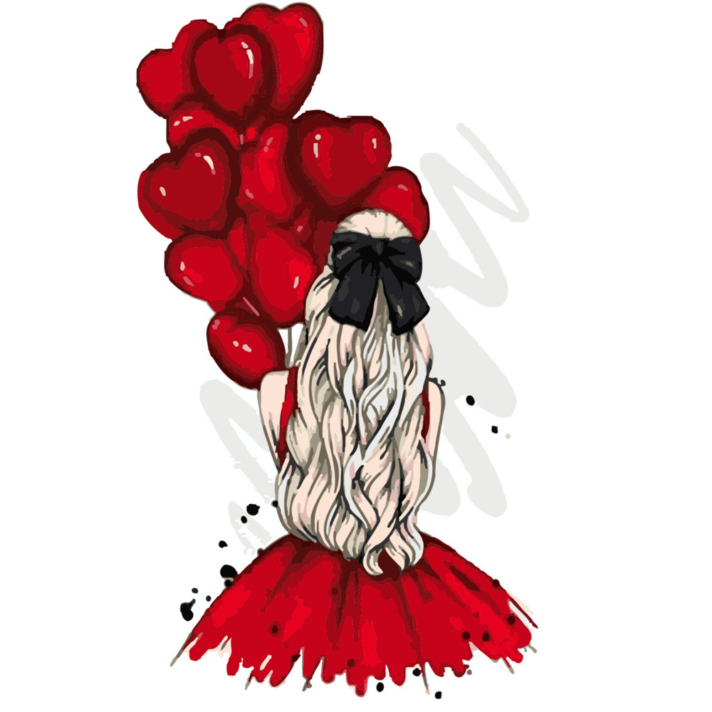 Фото, Видеообзоры картина за номерами strateg преміум дівчина з кульками розміром 50х25 см (ww007)