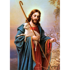 Алмазна мозаїка Strateg ПРЕМІУМ Ісус Христос пастир без підрамника розміром 30х40 см  (JSDF79548)