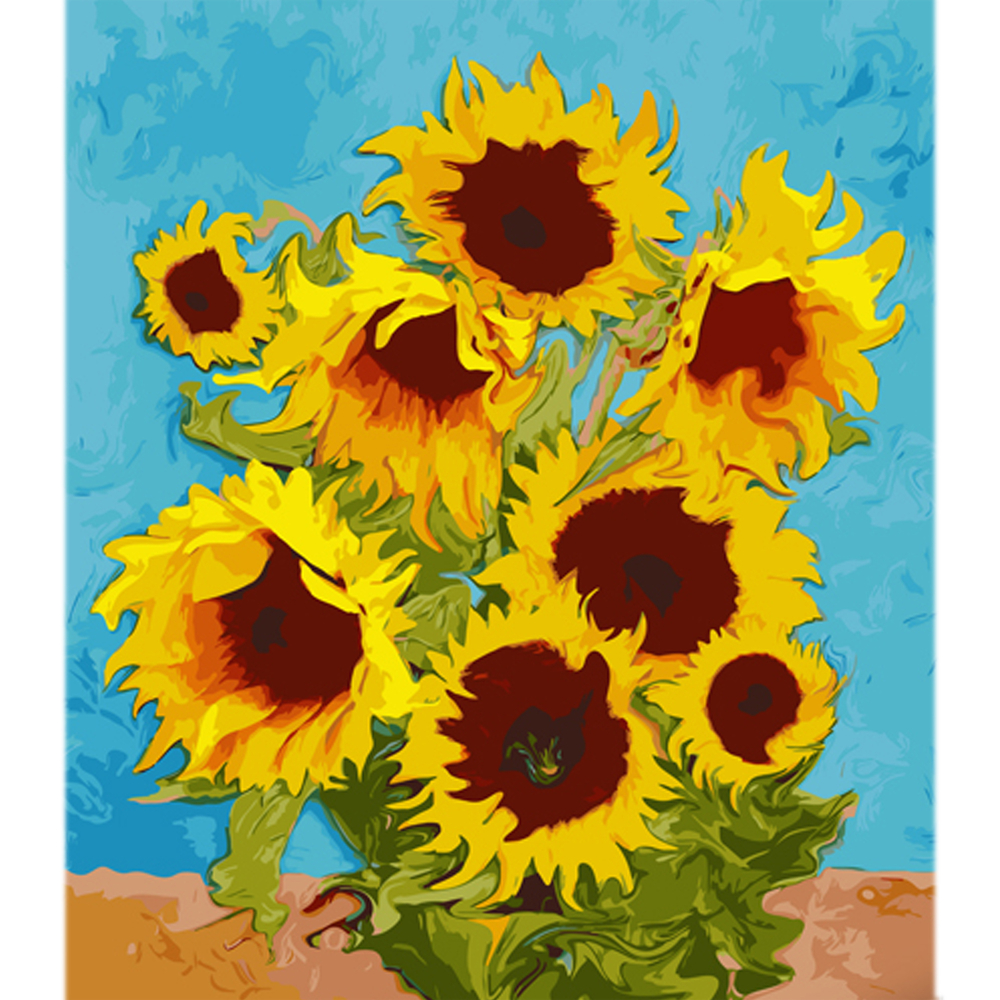 Фото, Видеообзоры картина за номерами strateg золоті соняхи на кольоровому фоні розміром 40х50 см (mz036)
