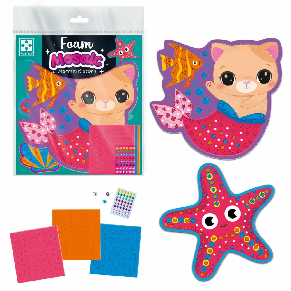 Фото, Відеоогляди набір для творчості vladi toys зі м'якою мозаїкою та стразами «історія русалоньки» vt4511-21