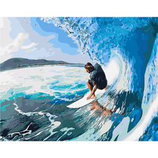 Картина за номерами Strateg ПРЕМІУМ Лови хвилю з лаком розміром 40х50 см SY6171