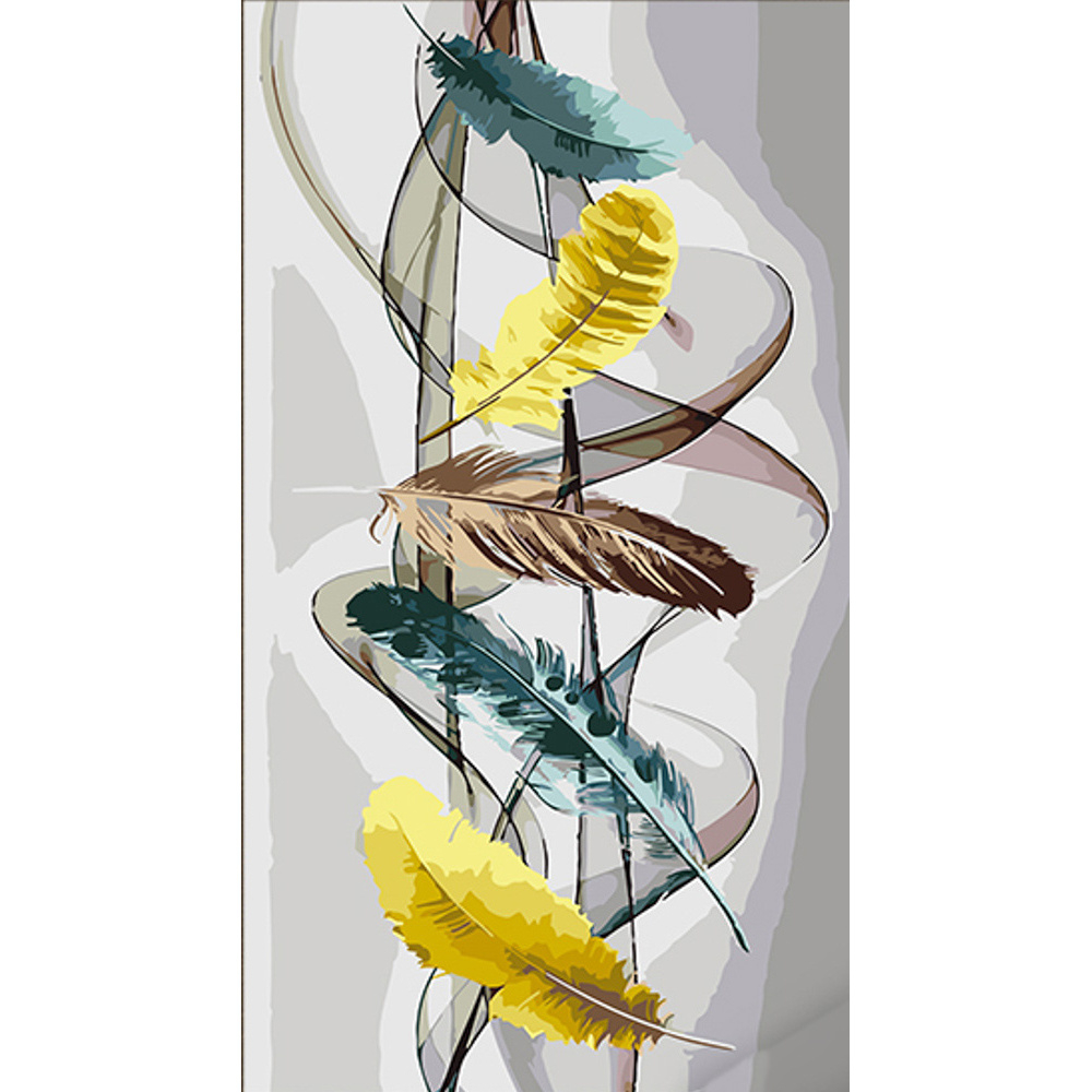 Фото, Видеообзоры картина за номерами strateg абстракція з пір'ям розміром 50х25 см (ww222)