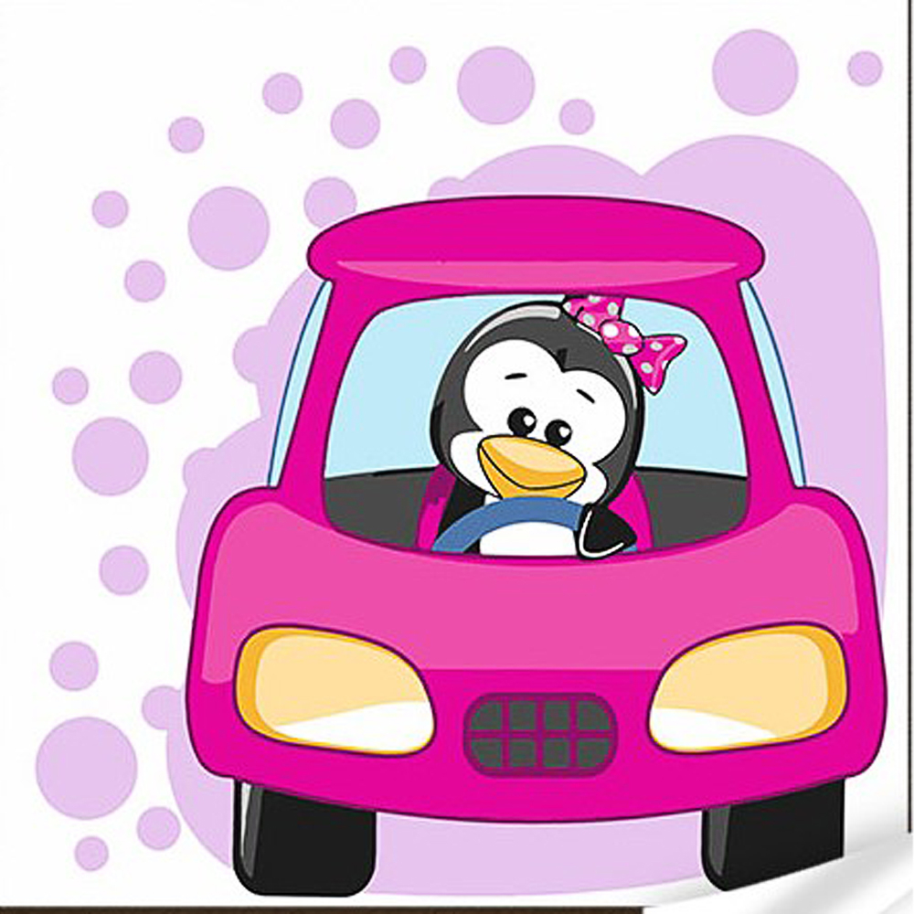 Фото, Видеообзоры картина за номерами strateg преміум пінгвеня в машинці з лаком та з рівнем розміром 30х30 см (es-0865)