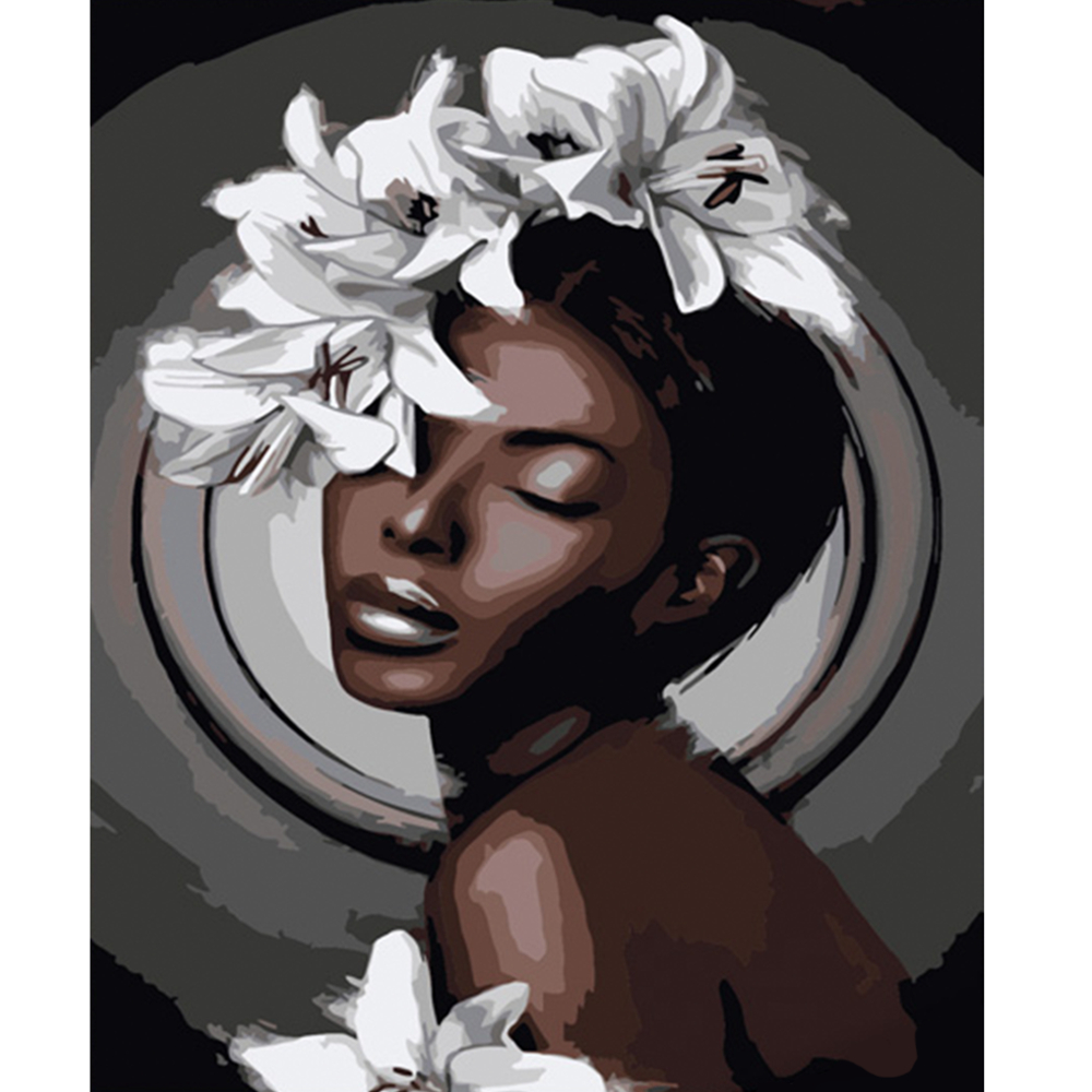 Фото, Видеообзоры картина за номерами strateg преміум чорне з білим розміром 40х50 см (dy304)