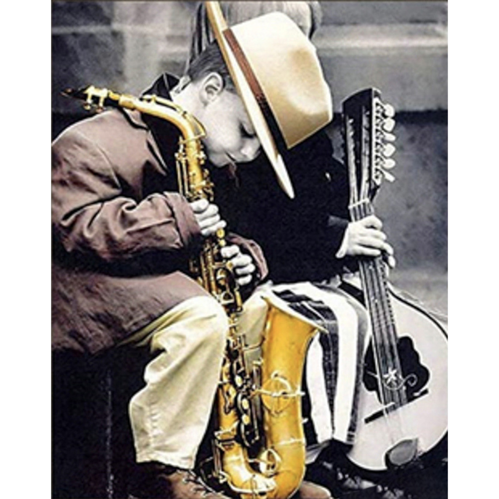 Фото, Видеообзоры алмазна мозаїка strateg преміум музикант з дитинства розміром 30х40 см (heg86036)