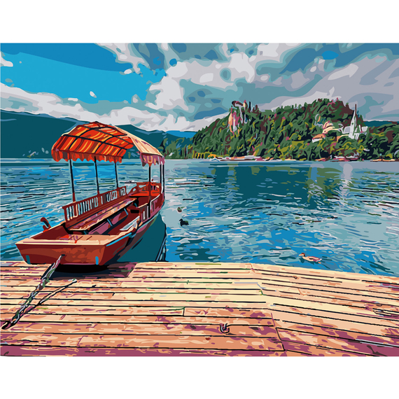 Картина за номерами Strateg ПРЕМІУМ Блакитна лагуна з лаком розміром 40х50 см SY6146