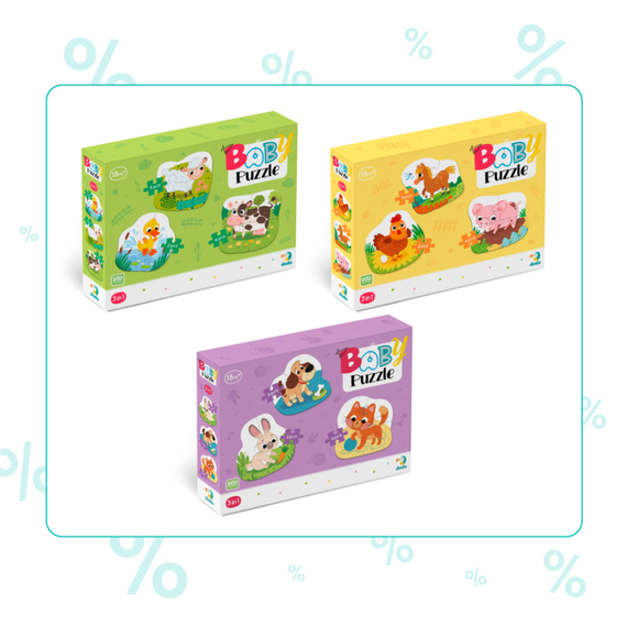 Набір пазлів 3в1 Dodo Тваринки