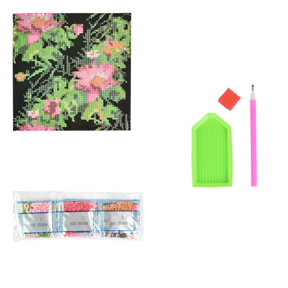 Фото, Видеообзоры алмазна мозаїка strateg преміум екзотичний калейдоскоп квітів на паперовій основі розміром 18х18 см (jub14394)