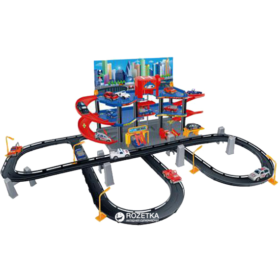 Трек 3988 A-1 (12шт) гараж, 3 этажа, 6 машинок, в кор-ке, 54-39-10см