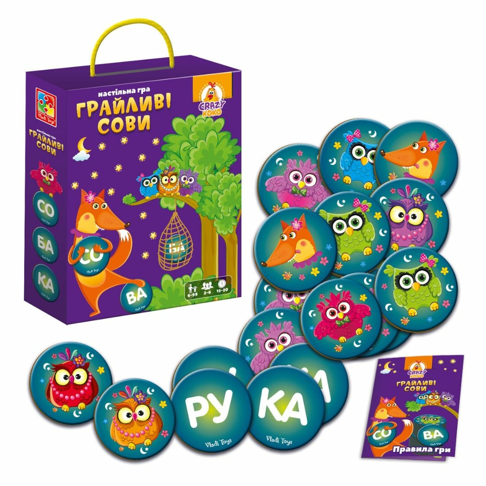 Фото, Відеоогляди гра настільна vladi toys розважальна. грайливі сови. бачу слово! vt8033-08