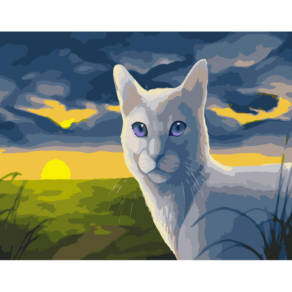 Фото, Видеообзоры картина за номерами strateg преміум кіт на фоні пейзажу розміром 40х50 см (gs369)