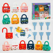 Логічні замочки 228-1 (36), 6 вагончиків, замки, ключі, в коробці Логічні замочки 228-1 (36), 6 вагончиків, замки, ключі, в коробці