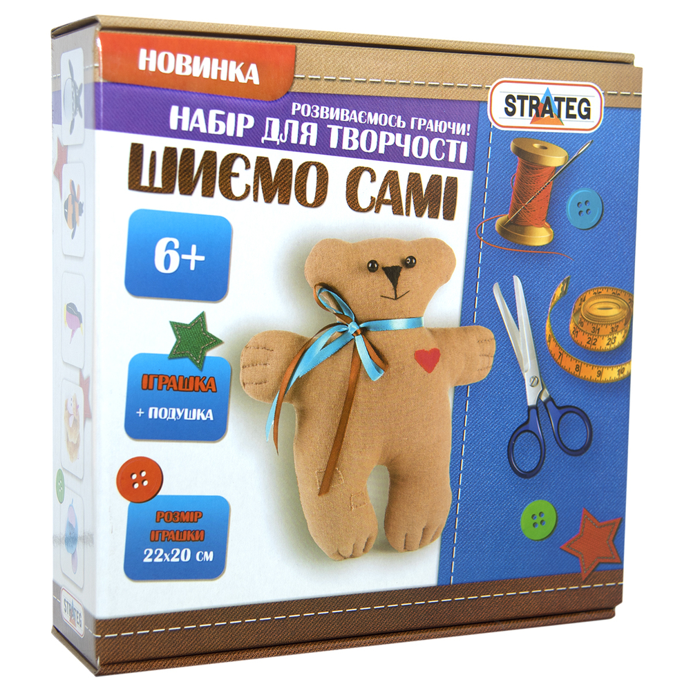 Фото, Відеоогляди набір для творчості strateg шиємо самі ведмедик українською мовою і-03