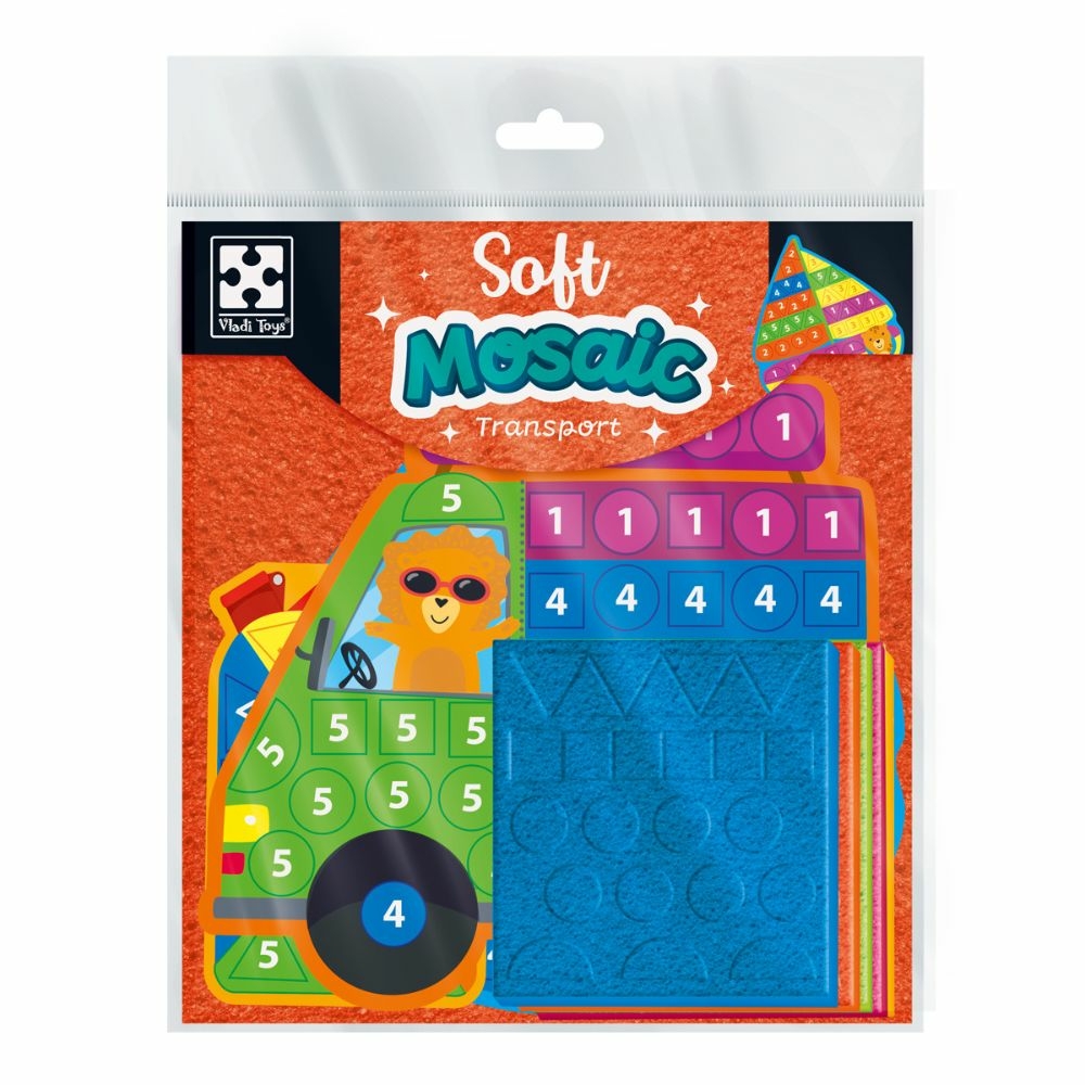 Фото, Відеоогляди набір для творчості vladi toys зі плюшевою мозаїкою «транспорт» vt4511-19