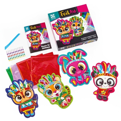 Фото, Відеоогляди набір для творчості зі стразами та фольгою «foil art. шалені індіанці» vladi toys vt4433-09