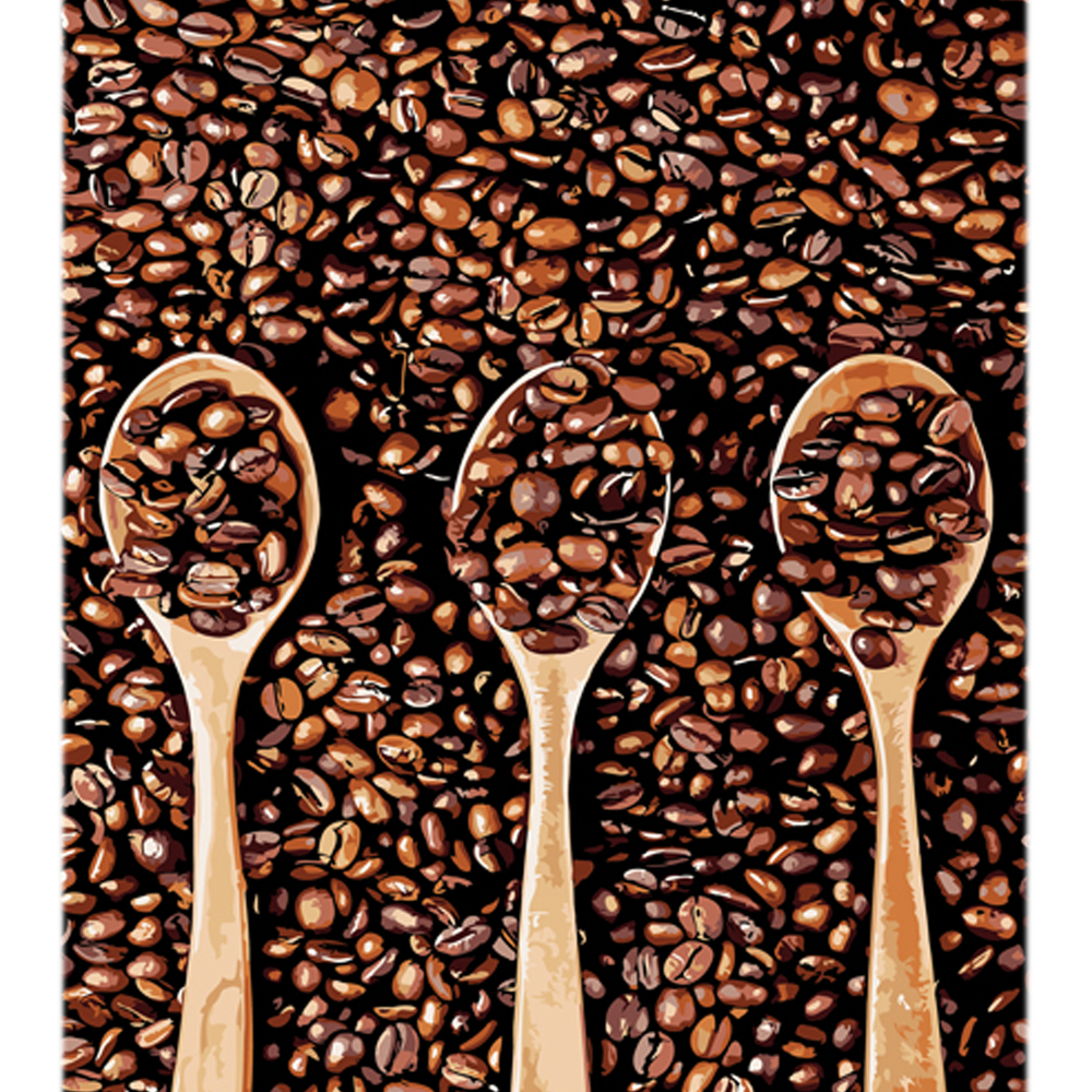Фото, Видеообзоры картина за номерами strateg преміум кава у кожній ложечці з лаком та з рівнем розміром 30х40 см (ly31)
