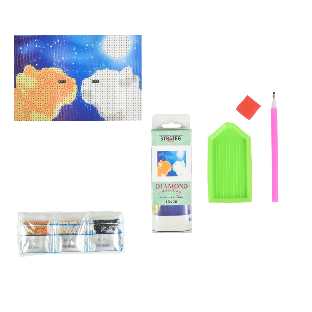 Фото, Відеоогляди алмазна мозаїка strateg преміум любляча пара котиків без підрамника розміром 10х15 см (yab14422)