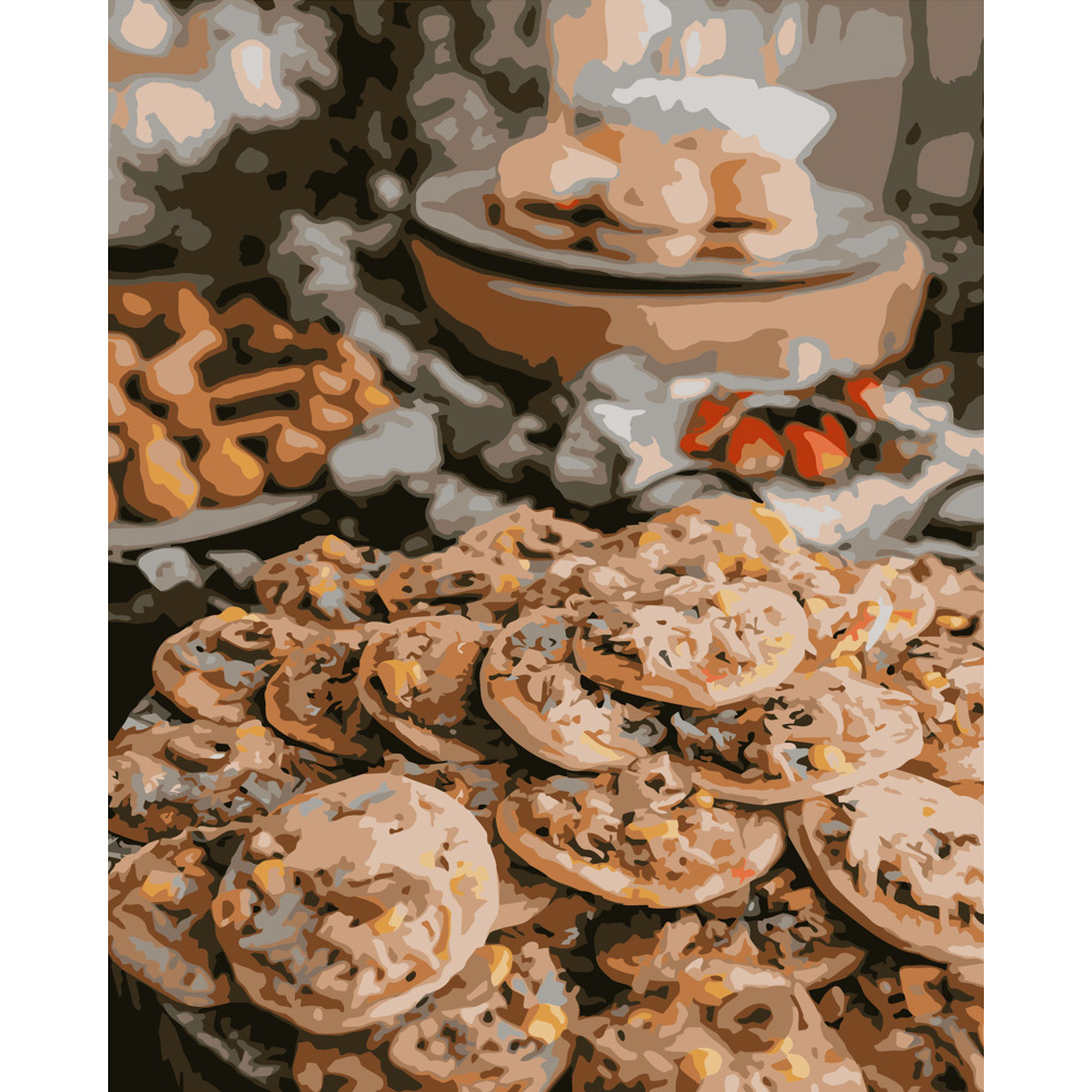 Фото, Видеообзоры картина за номерами strateg преміум імбирне печиво розміром 40х50 см (dy126)