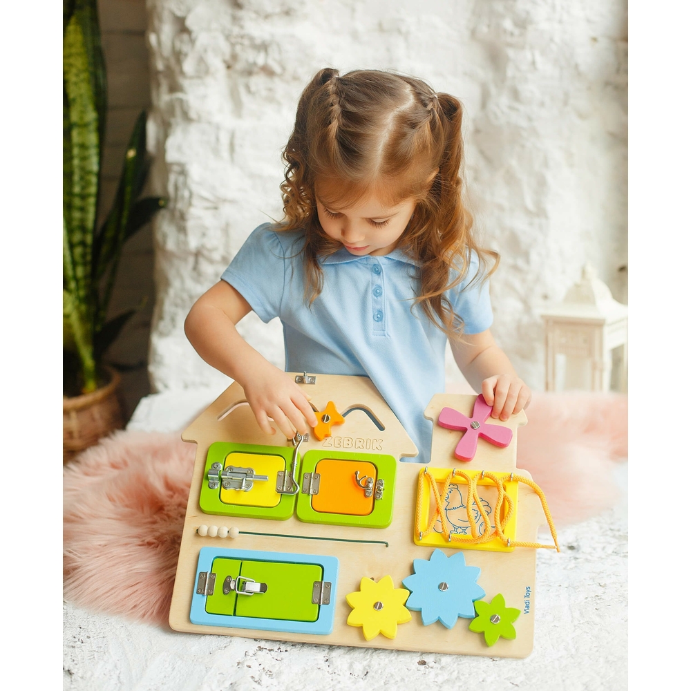 Фото, Видеообзоры бізіборд дерев'яний "будиночок" vladi toys zb3001-02