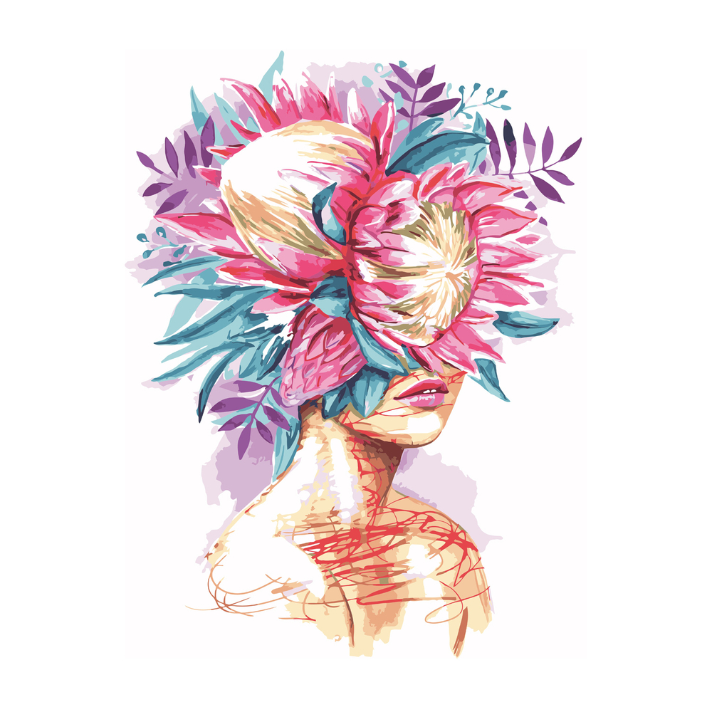 Фото, Видеообзоры картина за номерами strateg преміум дівчина з букетом з лаком розміром 40х50 см va-3029