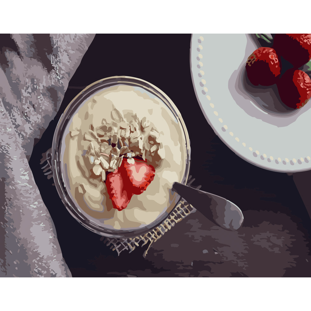 Фото, Видеообзоры картина за номерами strateg преміум йогурт з полуницею розміром 40х50 см (gs258)