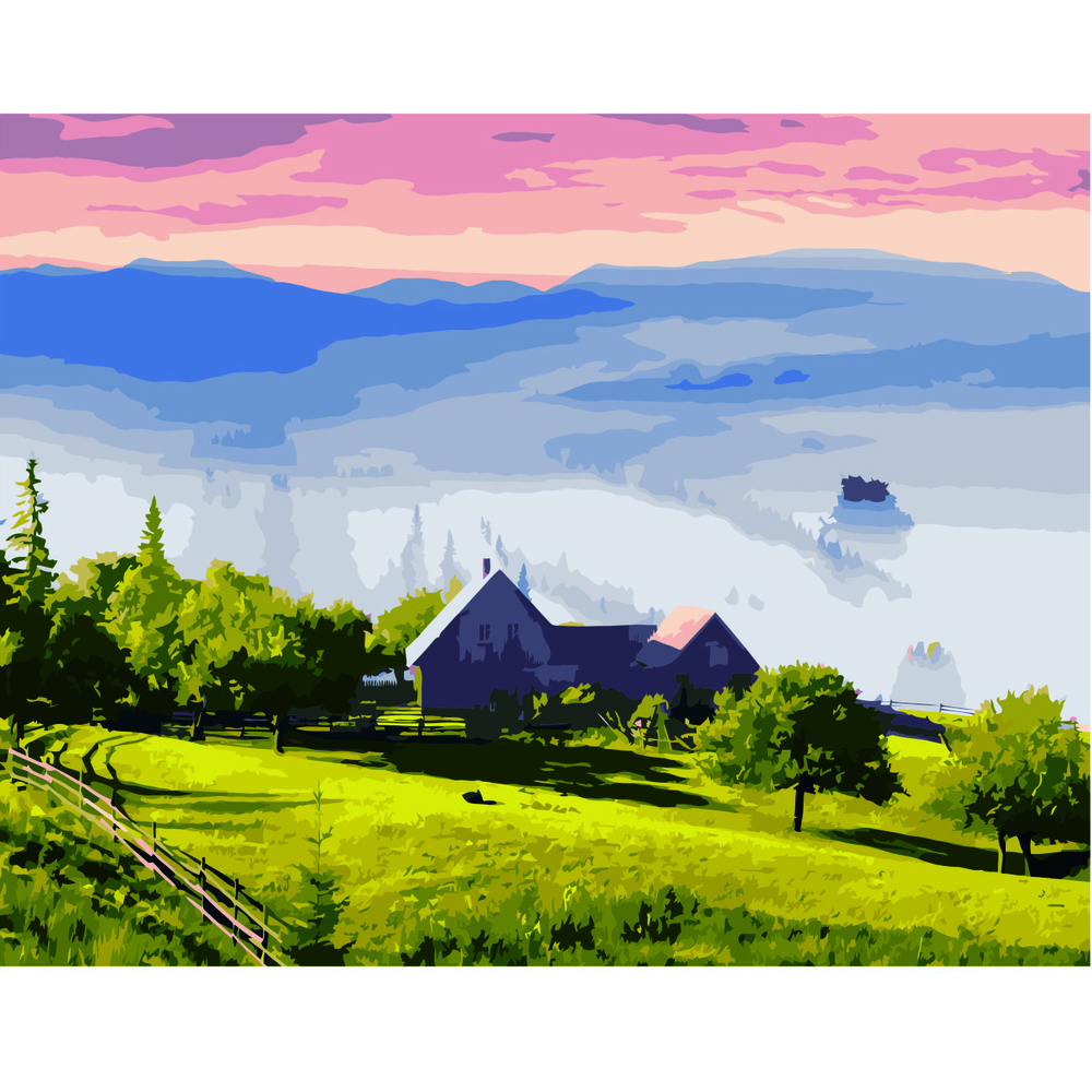 Фото, Відеоогляди картина за номерами strateg преміум туманний краєвид з лаком розміром 40х50 см va-2734