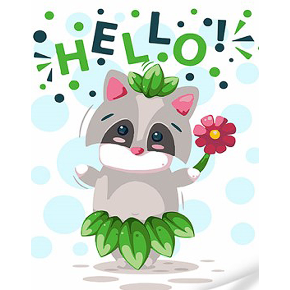 Фото, Видеообзоры картина за номерами strateg преміум привітливий єнотик з лаком та з рівнем розміром 30х40 см (ss1072)