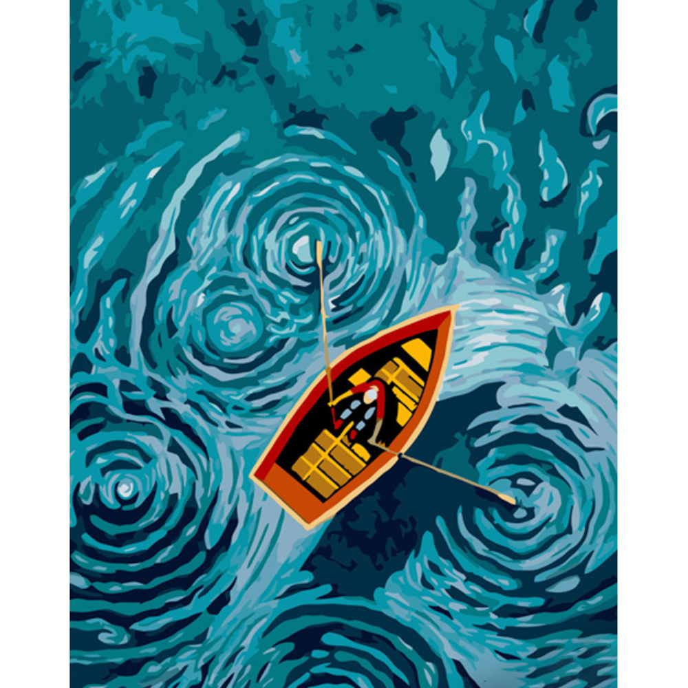 Фото, Видеообзоры картина за номерами strateg преміум одинокий човен з лаком розміром 40х50 см (gs1239)