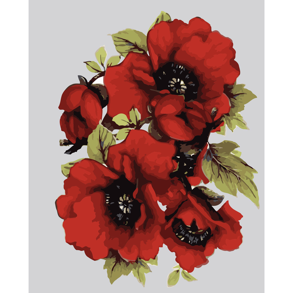 Фото, Відеоогляди картина за номерами strateg преміум червоні маки з лаком розміром 40х50 см sy6036