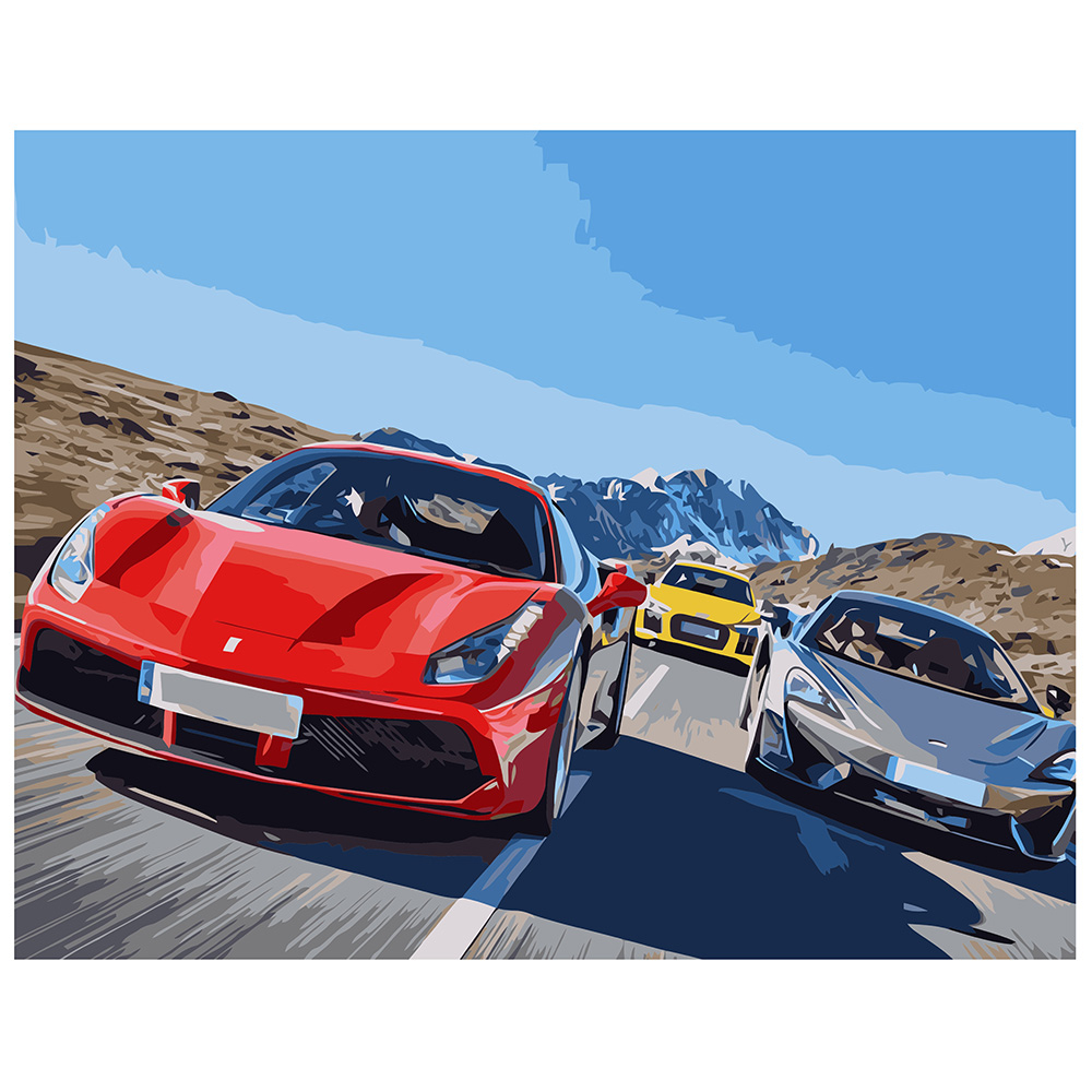 Фото, Видеообзоры картина за номерами strateg преміум перегони на машинах з лаком розміром 40х50 см va-1122