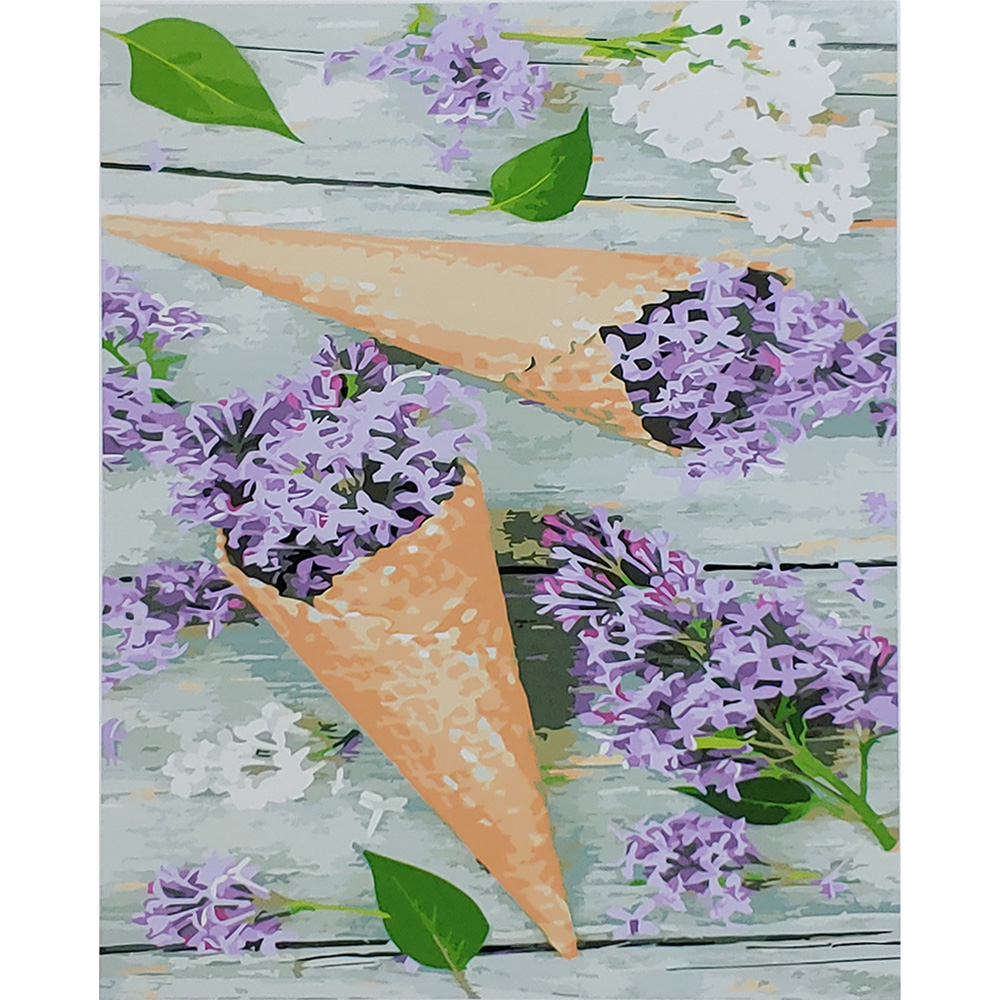 Фото, Видеообзоры картина за номерами strateg преміум ріжок із бузком з лаком розміром 40х50 см (sy6856)