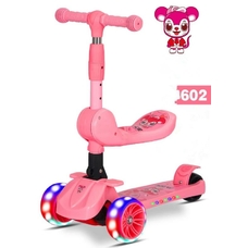 Детский самокат с сиденьем + музыкой Розовый 806952