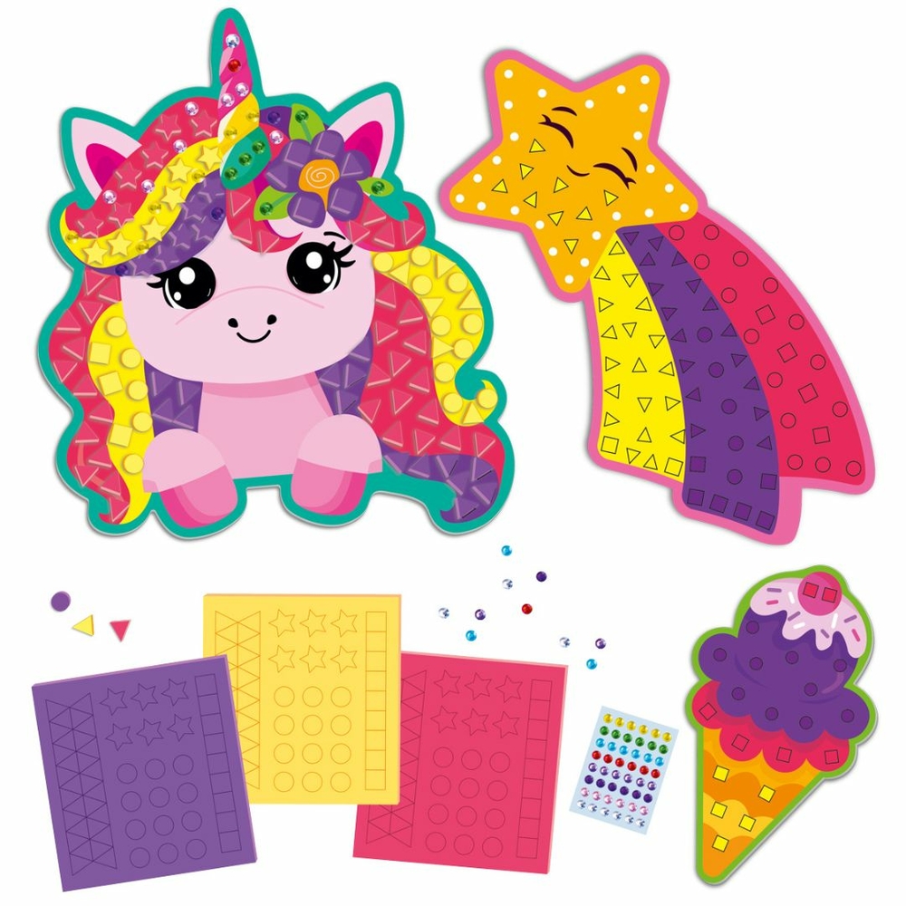 Фото, Видеообзоры набір для творчості vladi toys зі м'якою мозаїкою та стразами «веселий єдиноріг» vt4511-20