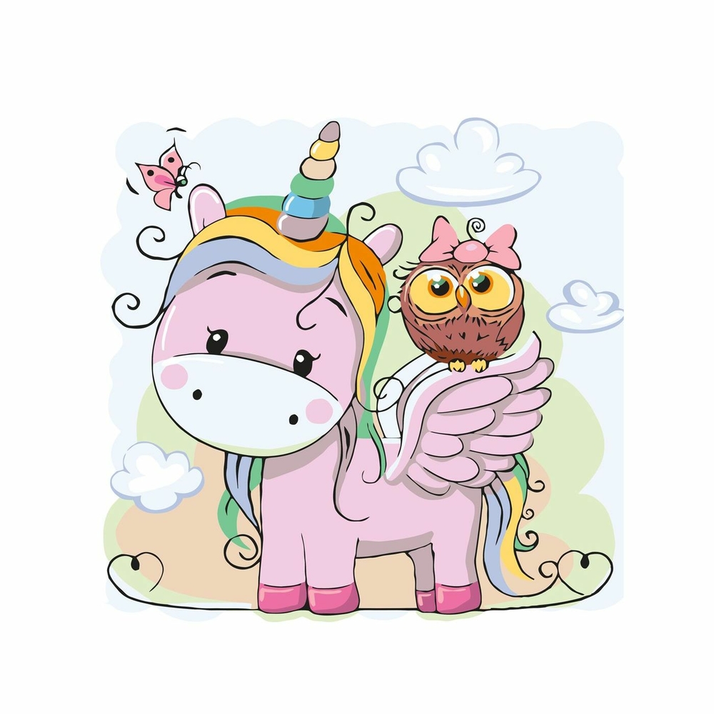 Фото, Видеообзоры картина за номерами strateg преміум єдиноріг із совою з лаком розміром 30х40 см sv-0100