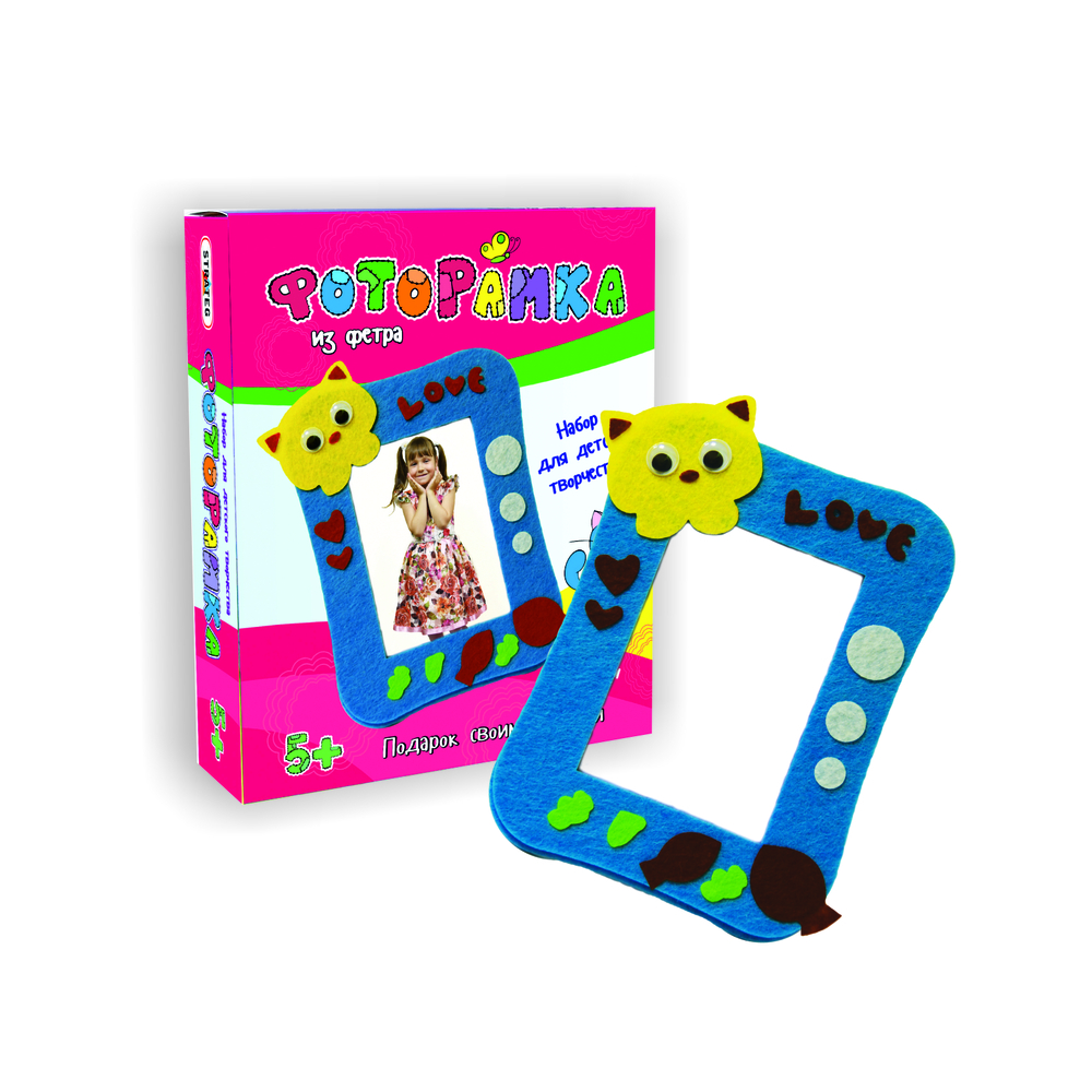 Фото, Видеообзоры набір для творчості strateg фоторамка з фетру котик російською мовою (306-4)