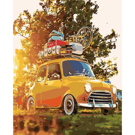 Картина за номерами Strateg ПРЕМІУМ У ретро відпустку з лаком розміром 40х50 см SY6077