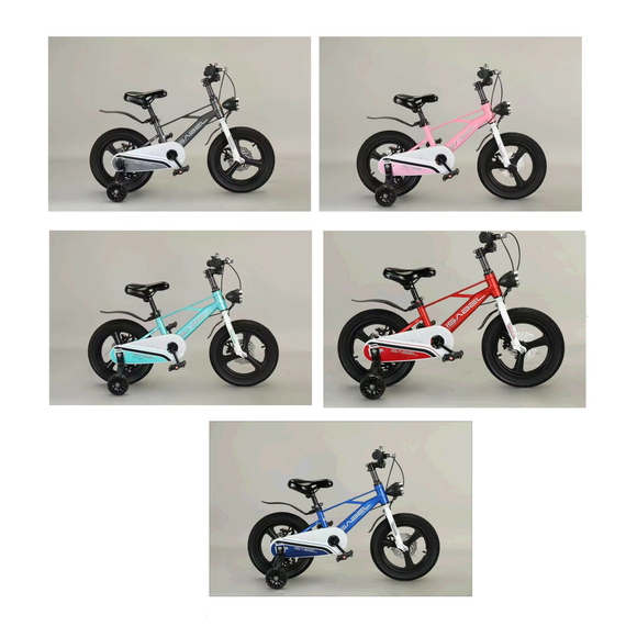 Дитячий двоколісний велосипед магнієвий BX-130 14" з ліхтариком та страхувальними колесами, різні кольори