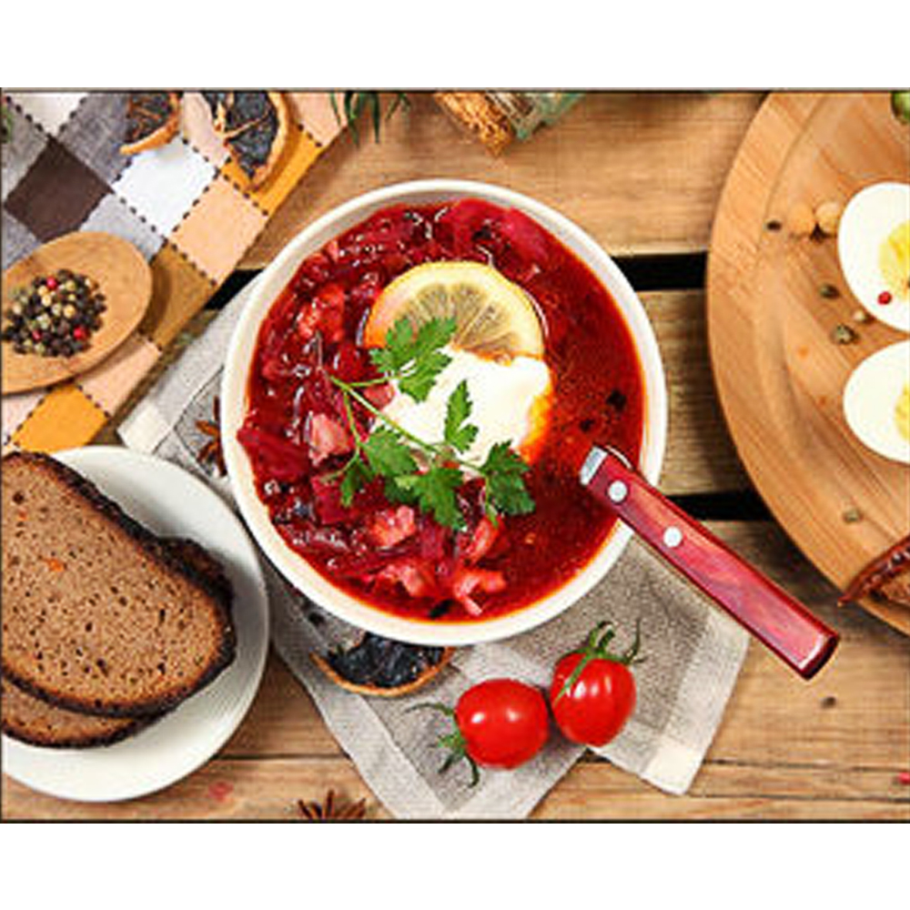 Фото, Відеоогляди алмазна мозаїка strateg преміум смачний борщ розміром 30х40 см (heg86889)