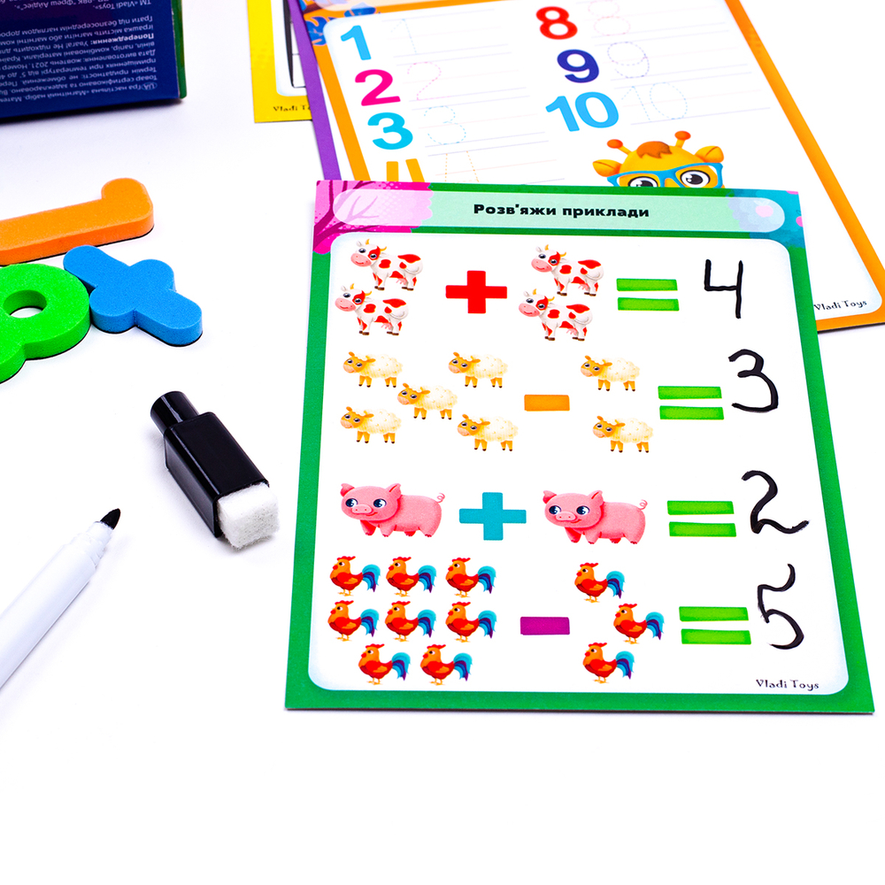 Фото, Видеообзоры магнітний набір «математика з маркером» vt5411-16