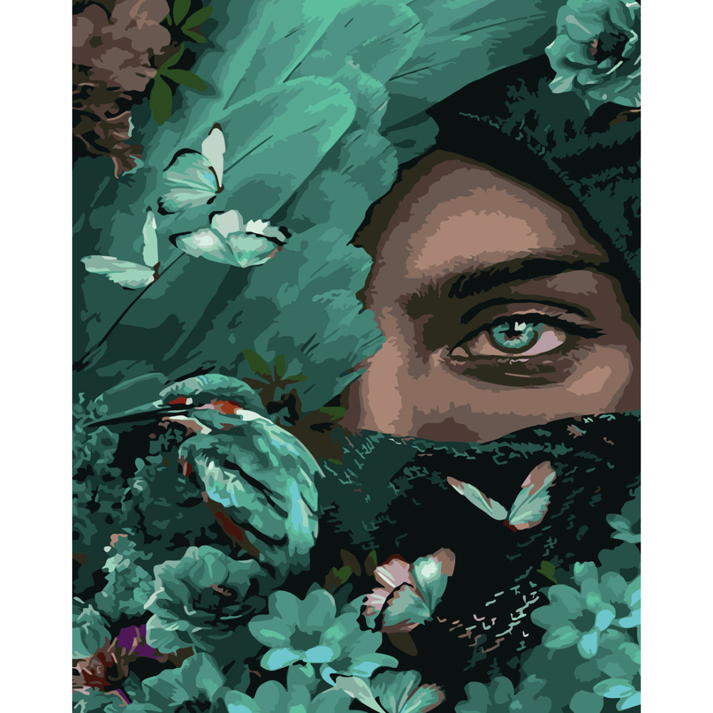 Фото, Видеообзоры картина за номерами strateg преміум відтінки зеленого з лаком розміром 40х50 см (sy6719)