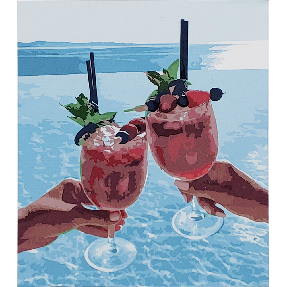 Фото, Видеообзоры картина за номерами strateg преміум коктейлі на відпочинку з лаком розміром 30х40 см (ss-6534)